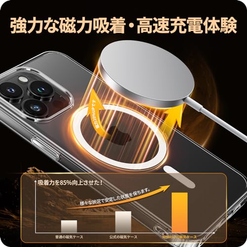 NIMASO iPhone14 pro 用 ケース MagSafe対応 クリア 軽量 PC 背面 黄変防止 耐衝撃 傷つけ防止 ケース マグネット搭載 マグセーフ対応 バンパー ワイヤレス充電対応 ストラップホール付き 携帯カバー アイフォン14プロ対応 （6.1インチ）氷星シリーズ クリア NSC24C1144