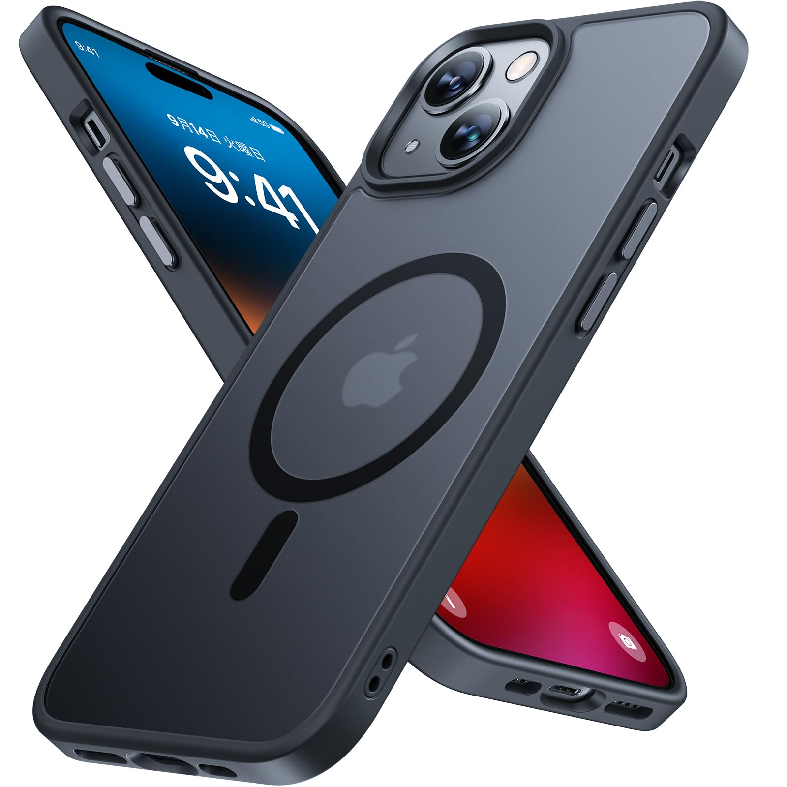 Miracase iphone15 ケース【Magsafe対応・米軍規格】iphone15ケース 6.1インチ、耐衝撃iphone 15 ケース、黄ばみ防止、傷防止、指紋防止、ストラップホール付き、薄くて肌に優しいデザイン、金属ボタン、マット、フロスト、半透明、黒 Global Recycled Standard Global Recycled Standard Global Recycled Standard