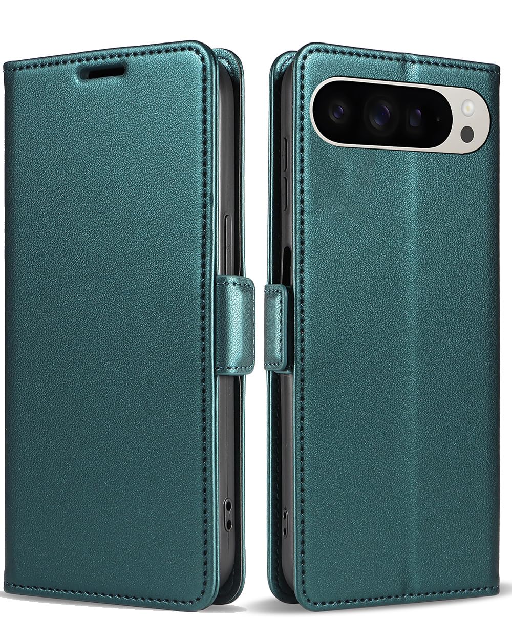 【Junzc】Google Pixel 10 ケース 手帳型 財布型 カードポケット付き ピクセル10 用 携帯カバー カード収納 Uovon スマホケース 高級レザー 耐衝撃 全面保護 スタンド機能 ストラップホール付き マグネット式（ターコイズ）